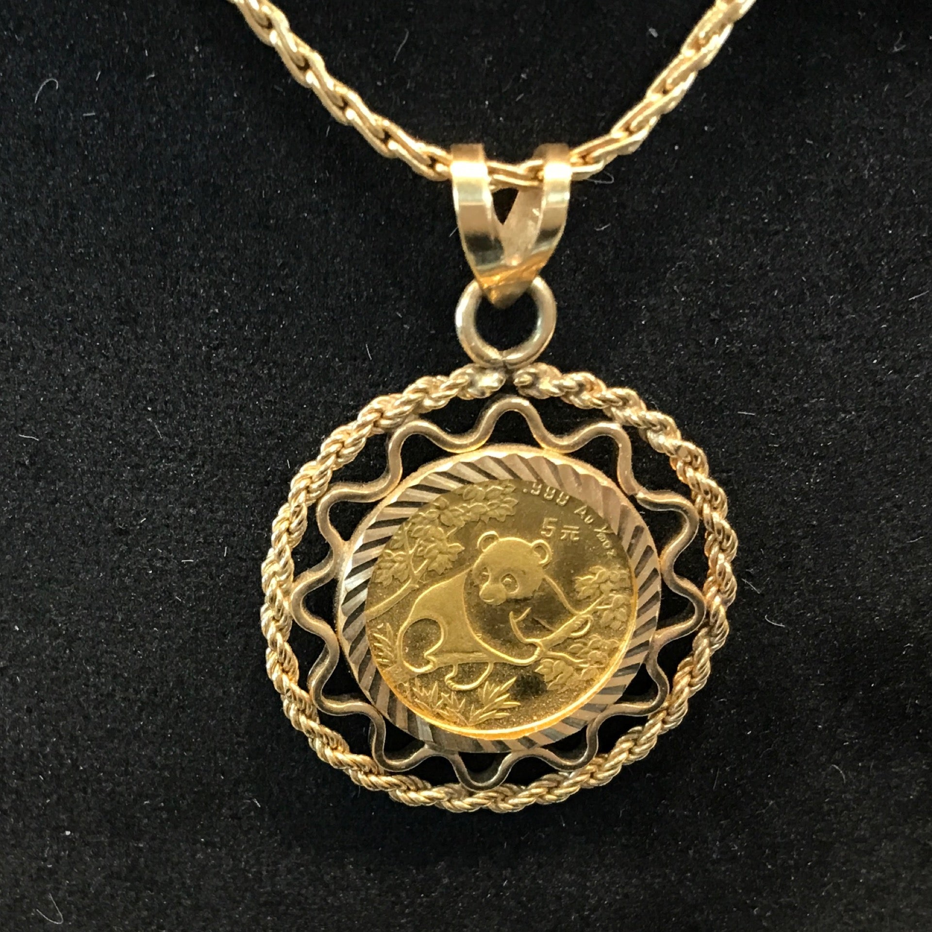 Panda Gold Coin Pendant in 24K and 2.7 Grams - P123021 - WMJE